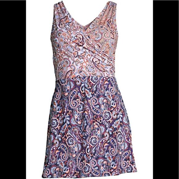 Land’s End Plus Size 1 Piece Swimsuit Dress Soft Cup Adjustable Navy Paisley Var - Picture 4 of 17